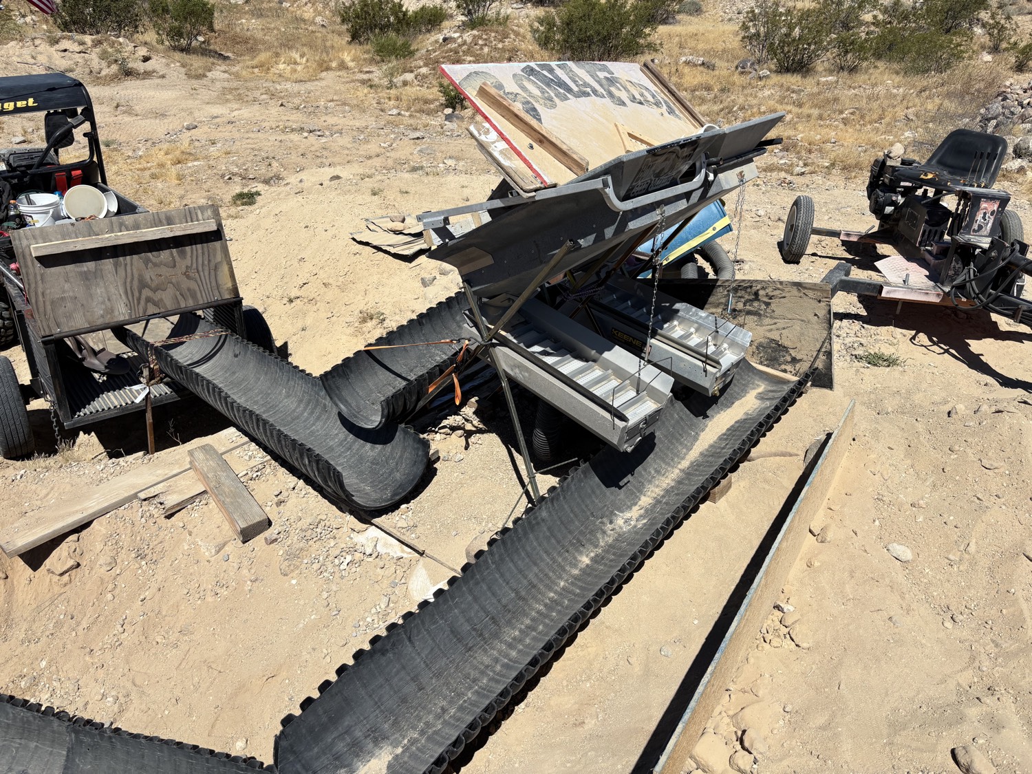 Highbanker and sluice setup on the claims