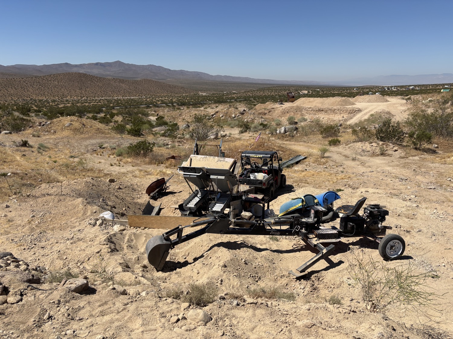 Wide view of mining equipment and claims site
